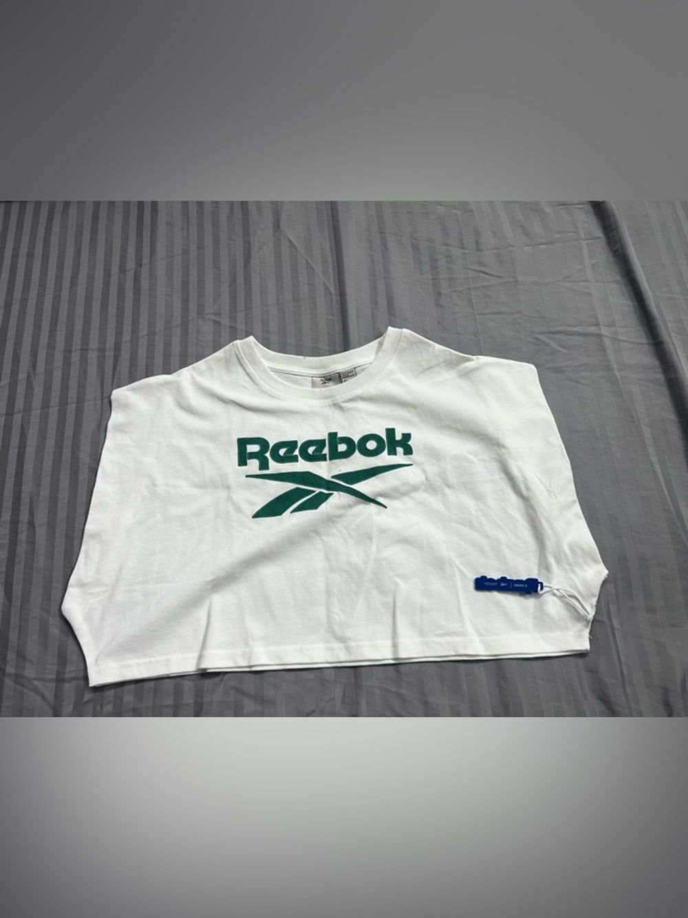 Reebok White Crop Tee with Green Logo